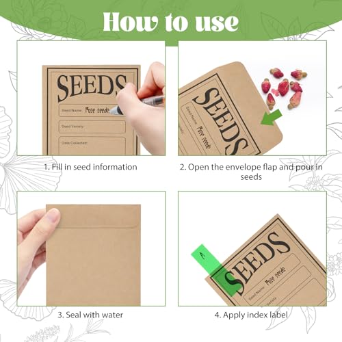 13.1”×7.7”×6” Wood Seed Storage Box 60pcs Seed Envelopes - Image 6