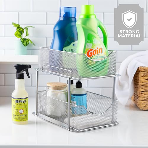 Sorbus Pull-Out Under Sink Organizer, Mesh Construction (Silver - Image 7