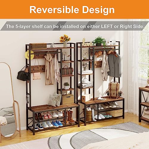 Hall Tree with Shoe Storage, 5-in-1 Reversible Entryway - Image 5