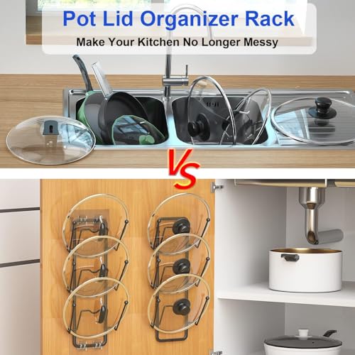 2 Pack Pot Lid Organizer for Cabinet, 2 in 1 Wall Mount & - Image 4
