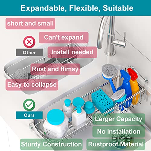 Over the Sink Caddy, Expandable Stainless Steel Sponge Holder - Image 6