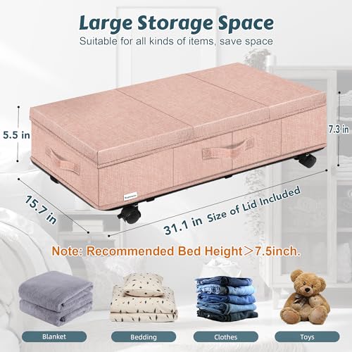 Under Bed Storage with Wheels, 2Pack Rolling Underbed Storage - Image 3