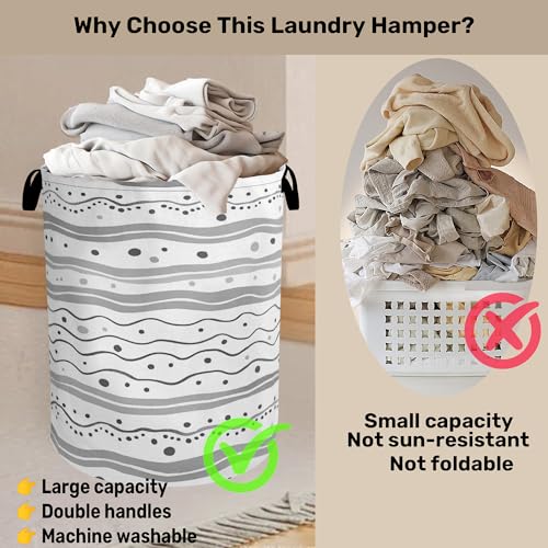 Grey Lines Laundry Basket - Heavy Duty 60L Dirty Clothes - Image 4