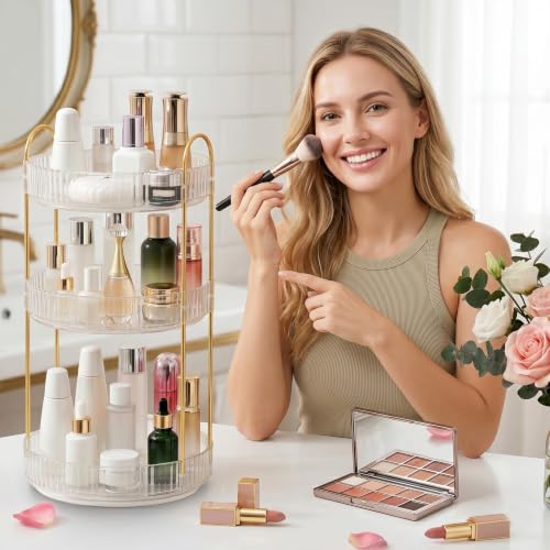 Aveniee 3-Tier 360° Rotating Makeup Organizer, Clear Spinning - Image 7