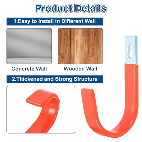 uxcell 2 Pcs 5.91x3.54 Inch Garage Hanging Hooks, Heavy - Image 4
