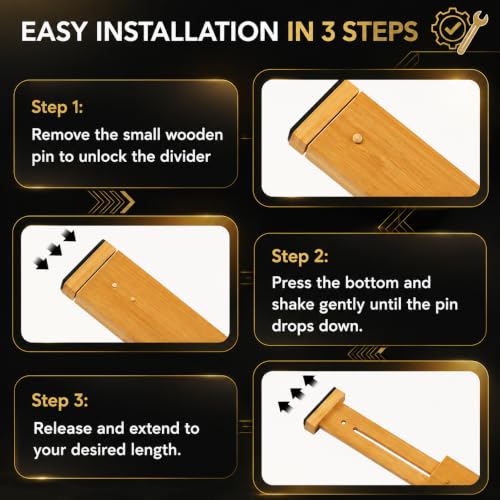 Adjustable Bamboo Drawer Dividers Expandable 8 Pack 17-22 - Image 7