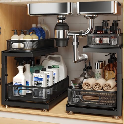2-Pack Under Sink Storage Organizer with 2-Tier Slide Out - Image 2