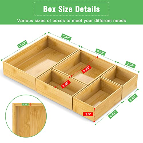 Bamboo Bathroom Drawer Organizer Dividers, Wooden Kitchen Utensil - Image 3