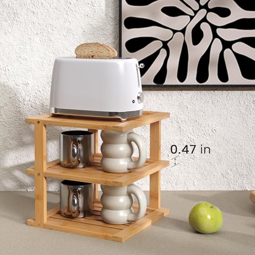 2 Pack Bamboo Corner Shelf,3 Tier Kitchen Cabinet - Image 3