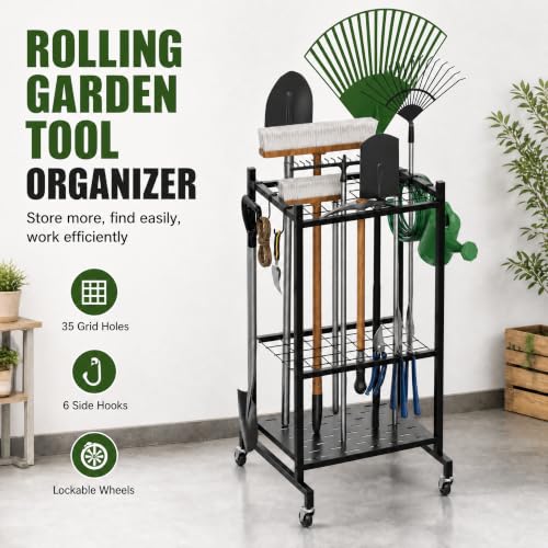 Garden Tool Organizer with Wheels, Garage Tool Organizer - Image 4
