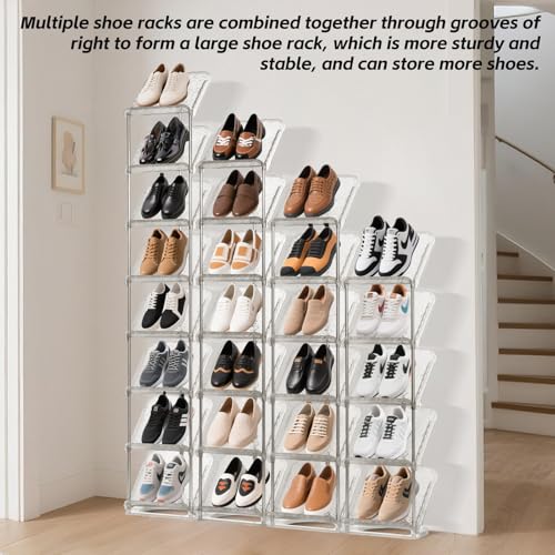 SMILHELTD Vertical Shoe Rack 8 Tiers Narrow Clear Sneaker Storage - Image 6