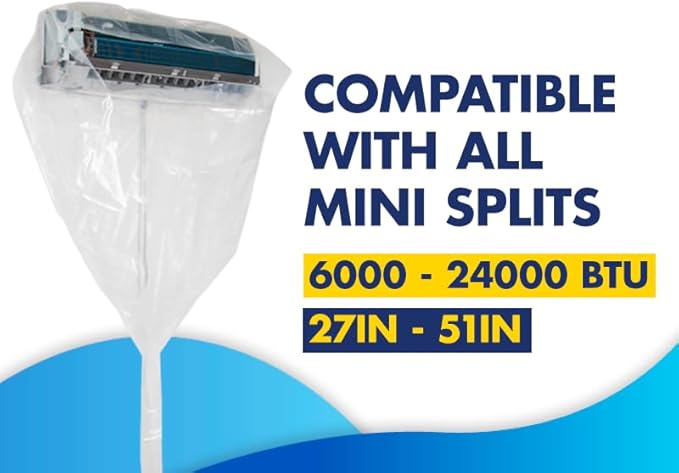 Leak Saver HVAC Guys Mini Split Cleaning Bag | Adjustable & Fits Any Size | 360 Degree Air Conditioner Cleaning Cover for Mini Split Air Conditioners