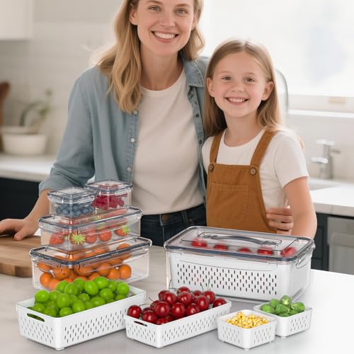 Anysig 5 Pack Fridge Fruit Storage Containers with Colander & - Image 8