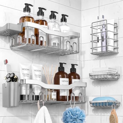 NESOMI Shower Caddy Adhesive Shower Organizer 7-Pack, Rustproof - Image 2