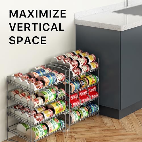 Simple Houseware 2 Tier Stackable Can Rack, Silver, 2 Pack - Image 8