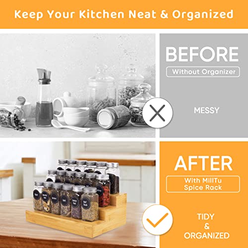 Bamboo Spice Rack Organizer for Cabinet 2 Pack - 3 Tier - Image 5