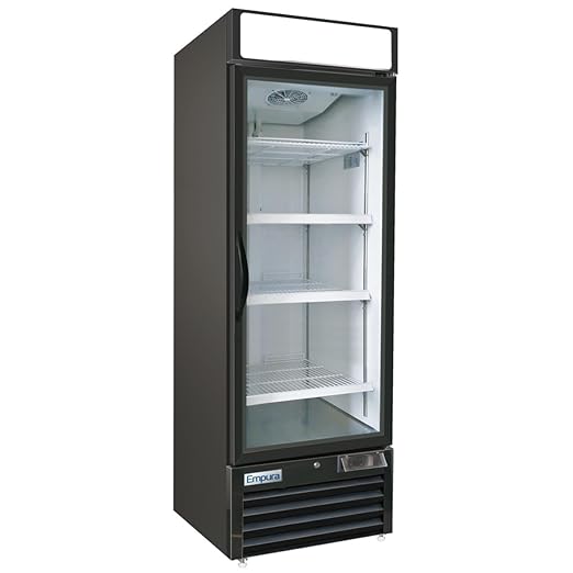 27" Reach-In Freezer with One-Swing Glass Door | Merchandiser Frozen Display Refrigeration for Convenience Store | 19.2 Cu. Ft. | 26.8"W x 33.5"D x 80.1"H, Black, Stainless Steel, 115v, NSF
