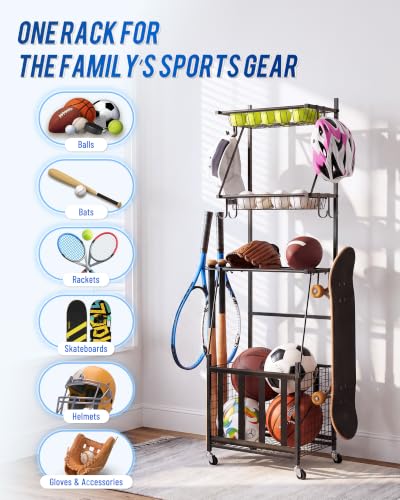 Mythinglogic Rolling Sports Equipment and Toy Organizer - Image 3