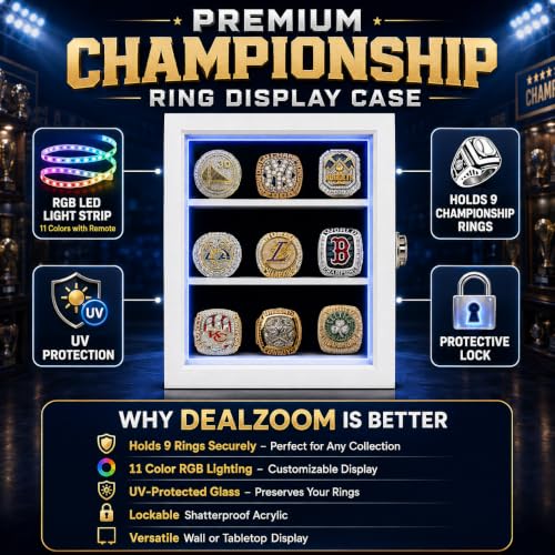 Championship Ring Display Case RGB LED Wall Display (9 Ring - Image 3