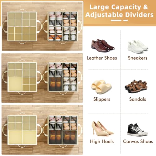 Plus Size 2 Pack Shoe Organizer for Closet, Foldable Shoe Storage - Image 3