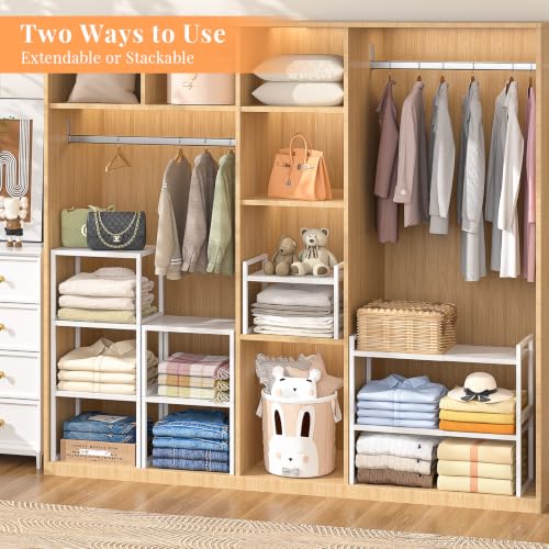 ThreeHio 2 Pack Stackable Closet Organizers and Storage Shelves - Image 5