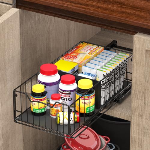 Simple Houseware Pull-Out Cabinet Sliding Basket, 17.2Dx9.7Wx5H - Image 5