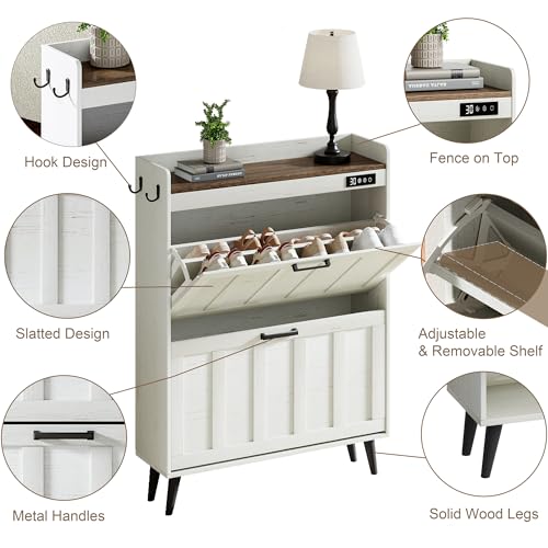 ChooChoo Shoe Storage Cabinet with 2 Flip Drawers and Deodorizer - Image 5