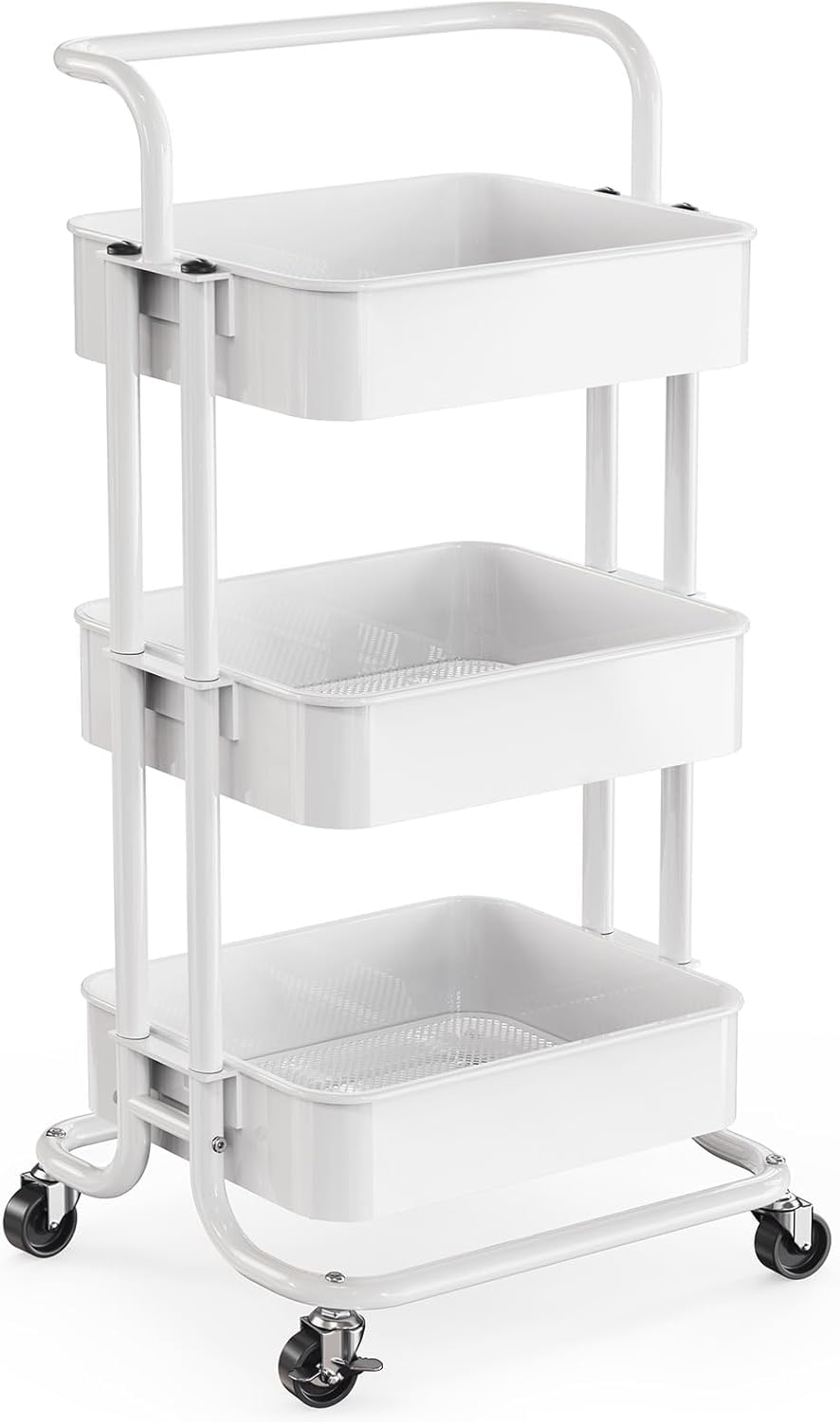 Pipishell 3 Tier Rolling Cart, Utility Cart with Wheels & Handle - Image 1