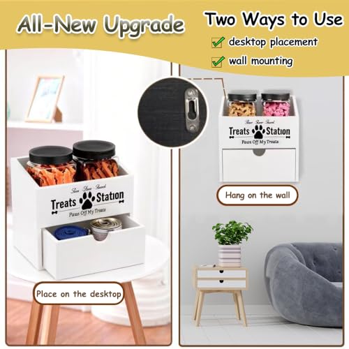 Pet Food Storage Container with Drawer, Wooden Dog Treat - Image 6