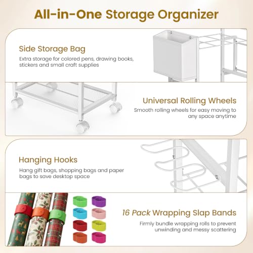 Lewondr Wrapping Paper Organizer Storage, Rolling Gift - Image 4