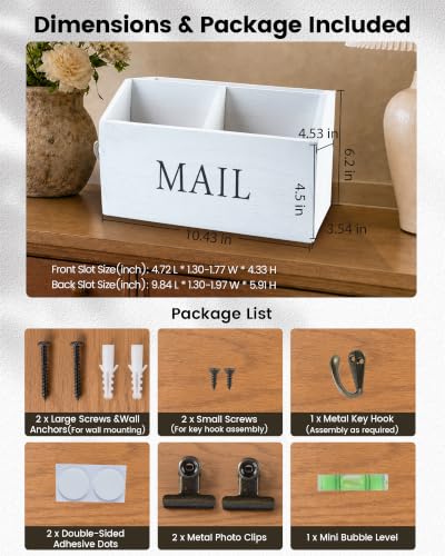 DLQuarts Solid Wood Mail Organizer Countertop or Wall - Image 3