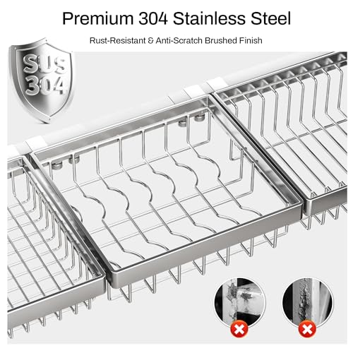 ADBIU Luxurious 304 Stainless Steel Over Sink Dish Drying Rack - Image 5