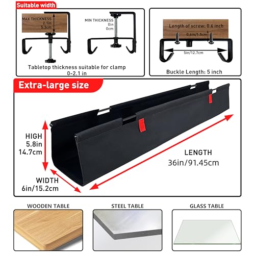 No Drill Under Desk Cable Management Tray, 36" Desk - Image 4