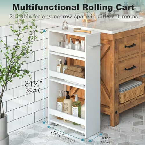 MARTY Slim Rolling Storage Cart, Wood Utility Kitche | All Products - Image 6