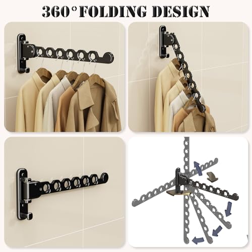 wall Mounted Clothes Drying Folding Hanger Rack for Laundry Room - Image 5