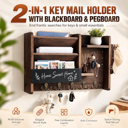 LILXIU Mail and Key Holder, Key Mail Holder Wall Mount - Image 5