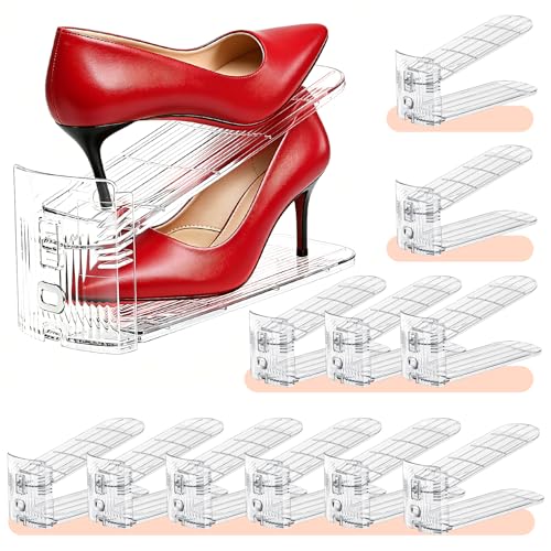 Shoe Slots Organizer, Adjustable 3-Level Shoe Stacker for Closet - Image 2