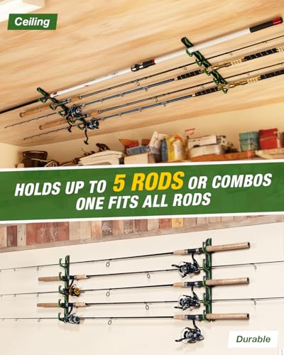 Fishing Rod Rack,Wall or Ceiling Mounted Pole Holder Garage - Image 3