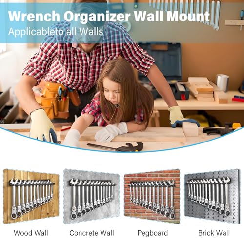 Wall Mount Wrench Organizer，Hanging Holder Fit 12 Wrenches - Image 8