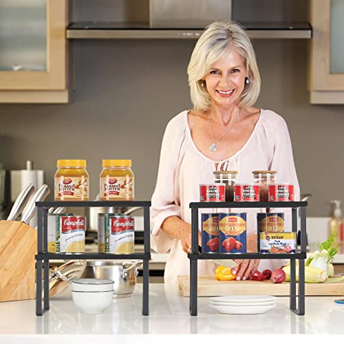 CADUKE Set of 4 Kitchen Counter Shelves, Cabinet Organizer, Black - Image 3