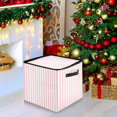 YETTASBIN Pink Stripes Large Christmas Ornament Storage - Image 8