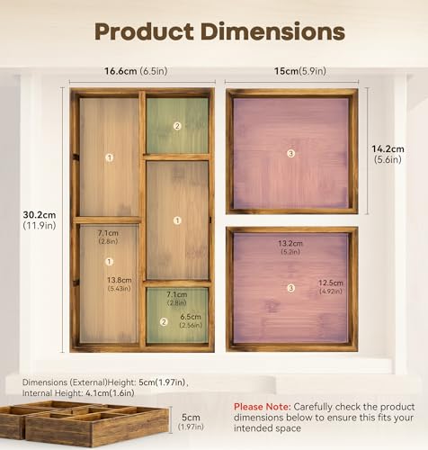 KOCWELL Bamboo Desk Drawer Organizer - Image 3