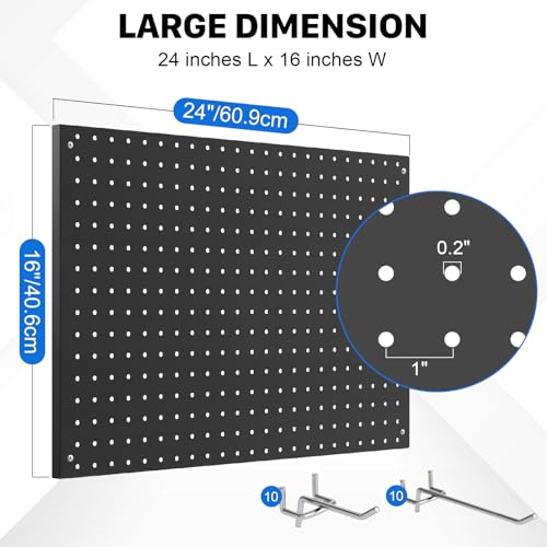 Peg Board, 2 Pack Metal Pegboard Panels Black Pegboards - Image 4