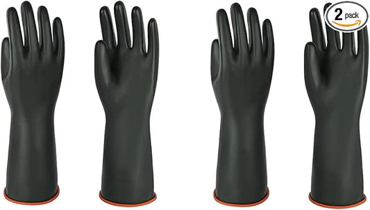 Heavy-Duty Latex Chemical Resistant Gloves - Reusable Long Rubber Dishwashing Gloves with Forearm Protection for Men - Waterproof, Industrial Safety Gear, Acid & Alkali Resistant, Oil-Proof,14“，2 Pair