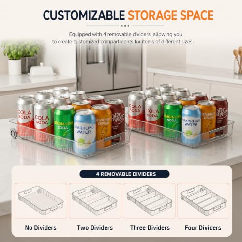 2 Pack Profile Fridge Organizer Bins with Wheels, 2. | All Products - Image 4