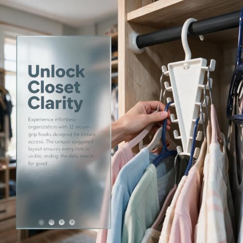 V-Shape 12-Hook Rotating Hanger, 360° Space Saving Closet - Image 4