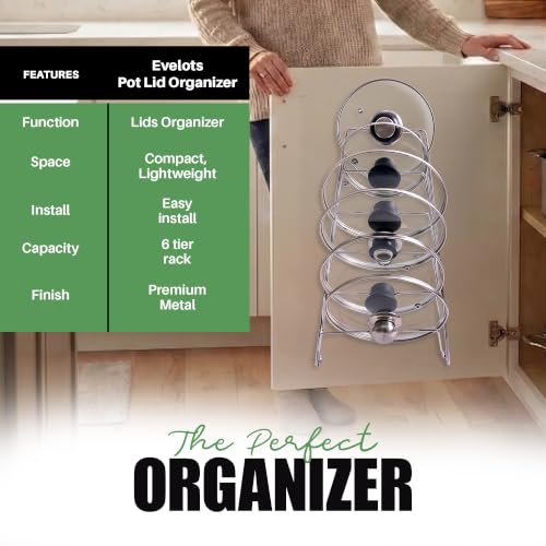 Evelots 6-Tier Pot Lid Organizer for Cabinet Door or Pantry Wall - Image 8