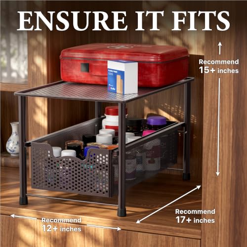Simple Houseware Stackable Under Sink Sliding Basket | All Products - Image 4