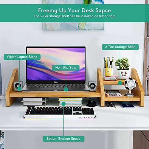 Ufine Bamboo Laptop Stand for Desk with Storage Computer Monitor - Image 7