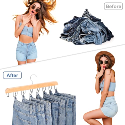 Jean Hangers for Closet, 14 Wood Jeans Hooks Space S | All Products - Image 3
